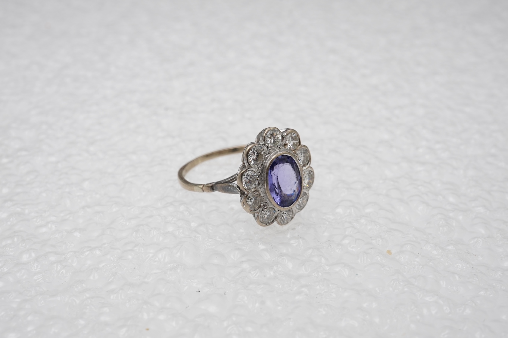 A tanzanite and diamond ring